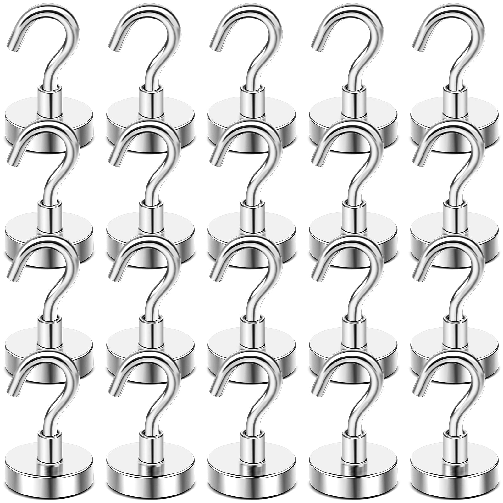 DIYMAG Magnetic Hooks, 30lbs+ Magnet Hook 2025 Cruise Cabin Ship Essentials Heavy Duty Strong Magnets Refrigerator Fridge Hanging for Classroom Beach Vacation Kitchen Grills Home 20 Pack (Silver)